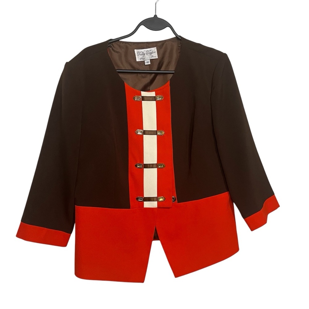 Vintage Tally Taylor dress jacketed red black size 12